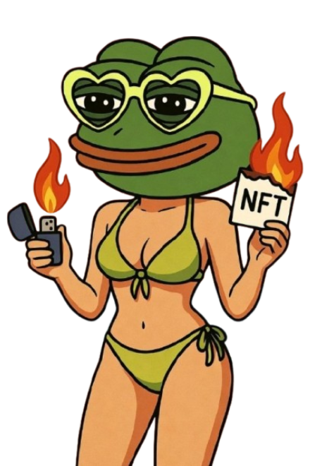 Bikini Pepe burning an NFT